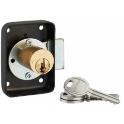 THIRARD - Serrure De Meuble En Applique Pour Porte D'ameublement, Gauche, Axe 25mm, 70x50mm, Noir, 3 Clés