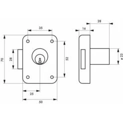 THIRARD - Serrure De Meuble En Applique Pour Porte D'ameublement, Gauche, Axe 25mm, 70x50mm, Noir, 3 Clés -Promos Matériel Boutique 23180022 3