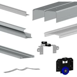 Kit SLID'UP 280 Aluminium Anodisé Argent Pour 3 Portes De Placard Coulissantes 18 Mm - Rail 3 M - 50 Kg