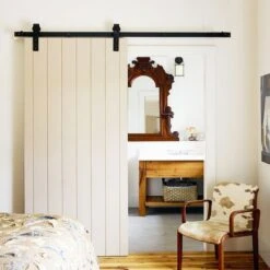 Yaheetech 8ft/244 Cm Kit De Rail De Porte Coulissante Système De Porte Suspendue Pour Garage Cuisine Chambre -Promos Matériel Boutique 24026245 3