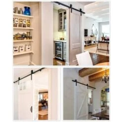 Yaheetech 8ft/244 Cm Kit De Rail De Porte Coulissante Système De Porte Suspendue Pour Garage Cuisine Chambre -Promos Matériel Boutique 24026245 4