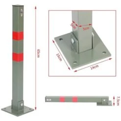 Melko Borne De Stationnement Barrière De Stationnement Pliable Borne De Stationnement 65CM Borne Pliante Borne Gris Rouge Barrière De Stationnement -Promos Matériel Boutique 24034027 3