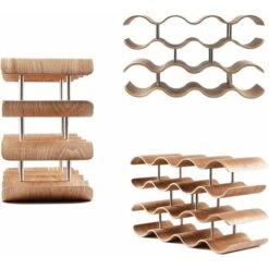 UNHO Casier à Bouteilles Empilable Range Bouteilles Vin En Bambou Porte Bouteilles Pour Maison Cuisine Bar -Promos Matériel Boutique 24075351 5