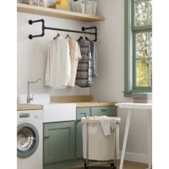 Songmics Portemanteaux Muraux, Lot De 2, Barres De Suspension Pour Vêtements En Tuyaux Industriels, Gain De Place, 112 X 30 X 29,3 Cm, Capacité De 60 Kg Pièce, Pour Espace Réduit, Noir HSR64BK-02 -Promos Matériel Boutique 24131955 3