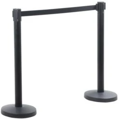 Yaheetech 2 Poteaux De Guidage Barrière De Sécurité Passage Pour La Contrôle De Foules Avec 2 Sangles Rétractables De 200cm Noir