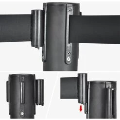 Yaheetech 2 Poteaux De Guidage Barrière De Sécurité Passage Pour La Contrôle De Foules Avec 2 Sangles Rétractables De 200cm Noir -Promos Matériel Boutique 24325280 3