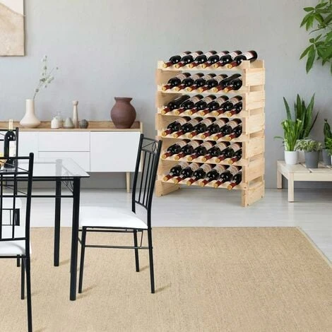 COSTWAY Casier à Vin De 36 Bouteilles, Stockage Du Vin En Bois, Porte-vins Et Etagère De Présentation à 6 Couches, 63,2 Cm X 28 Cm X 85,5 Cm 4 COSTWAY Casier à Vin De 36 Bouteilles, Stockage Du Vin En Bois, Porte-vins Et Etagère De Présentation à 6 Couches, 63,2 Cm X 28 Cm X 85,5 Cm – Image 4