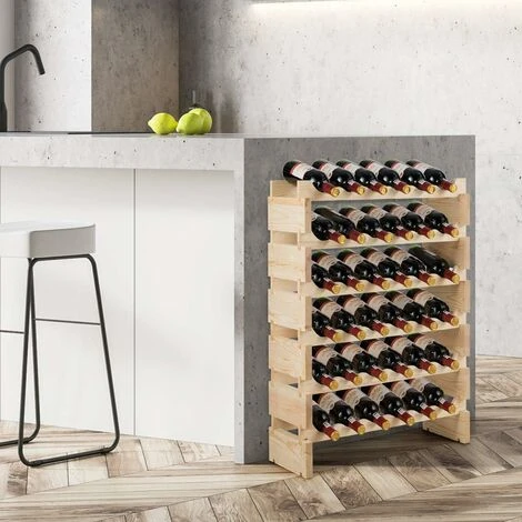 COSTWAY Casier à Vin De 36 Bouteilles, Stockage Du Vin En Bois, Porte-vins Et Etagère De Présentation à 6 Couches, 63,2 Cm X 28 Cm X 85,5 Cm 5 COSTWAY Casier à Vin De 36 Bouteilles, Stockage Du Vin En Bois, Porte-vins Et Etagère De Présentation à 6 Couches, 63,2 Cm X 28 Cm X 85,5 Cm – Image 5