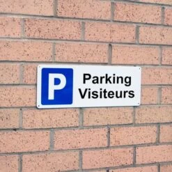 Large Panneau Extérieur 'Parking Visiteurs' - PVC Résistant (42 X 14 Cm)