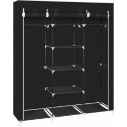 Organisateur De Rangement à Double Tige Pour Garde-robe En Tissu Non Tissé De 69 " - Noir -Promos Matériel Boutique 26937328 3