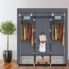Organisateur De Rangement à Double Tige Pour Garde-robe En Tissu Non Tissé De 69 " - Gris