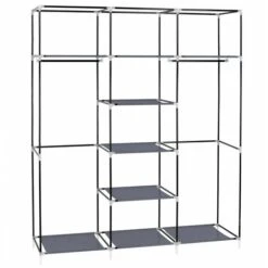 Organisateur De Rangement à Double Tige Pour Garde-robe En Tissu Non Tissé De 69 " - Gris -Promos Matériel Boutique 26937354 3