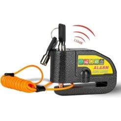 Bloc Disque Alarme Antivol Moto Bloque Disque Scooter Disc Lock Avec Alarme De 110db,2Clés,1.5m Câble Antivol,1 Sac De Bloc Disque Alarme Pour Moto/Vélo/Scooter (Noir)