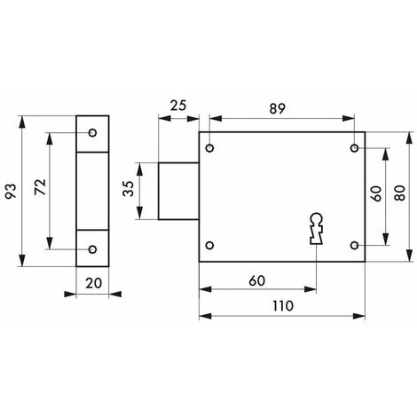 THIRARD - Serrure Horizontale En Applique à Clé Pour Porte De Cave, Pêne Seul, Gauche, Axe 60mm, 110x80mm, Noir, 2 Clés 2 THIRARD - Serrure Horizontale En Applique à Clé Pour Porte De Cave, Pêne Seul, Gauche, Axe 60mm, 110x80mm, Noir, 2 Clés – Image 2