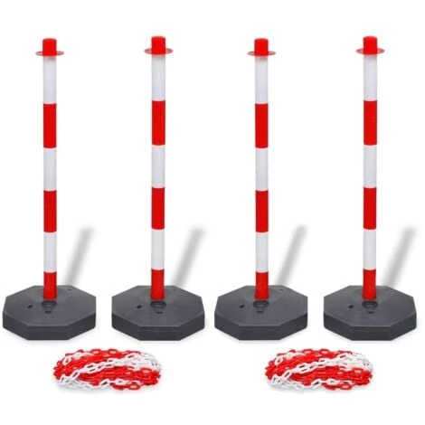 Jeu De 4 Poteaux à Chaîne Et 2 Chaînes En Plastique 10m Chacune VidaXL 1 Jeu De 4 Poteaux à Chaîne Et 2 Chaînes En Plastique 10m Chacune VidaXL