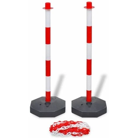 Jeu De 4 Poteaux à Chaîne Et 2 Chaînes En Plastique 10m Chacune VidaXL 2 Jeu De 4 Poteaux à Chaîne Et 2 Chaînes En Plastique 10m Chacune VidaXL – Image 2
