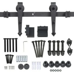 Yaheetech 6FT/183cm Quincaillerie Kit De Porte Coulissante Rail Porte Suspendu Système De Porte Coulissante Hardware Complet Ensemble Industriel -Promos Matériel Boutique 27306187 4