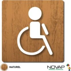 Plaquette Toilettes Handicapés - Wood Chêne Naturel 90x90mm - 4350080
