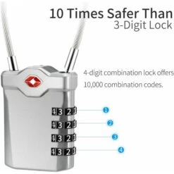 Kueatily Code 4 Chiffres Cadenas Bagage Pour Valise Voyage Cadenas Casier Collège Avec Fonction D'alerte Bagages Ouverts Et Cable En Acier (Argent)-1 Article 6 Kueatily Code 4 Chiffres Cadenas Bagage Pour Valise Voyage Cadenas Casier Collège Avec Fonction D'alerte Bagages Ouverts Et Cable En Acier (Argent)-1 Article -Promos Matériel Boutique 28248005 3