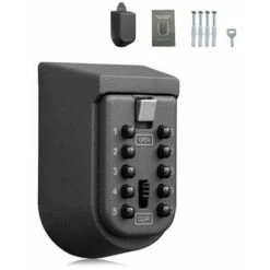 Boîte De Serrure De Stockage De Clé Extérieure Fixée Au Mur 10 Chiffres Combinaison De Bouton-poussoir Mot De Passe Clé Coffre-fort Code Réarmable Porte-clés