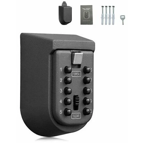 Boîte De Serrure De Stockage De Clé Extérieure Fixée Au Mur 10 Chiffres Combinaison De Bouton-poussoir Mot De Passe Clé Coffre-fort Code Réarmable Porte-clés 1 Boîte De Serrure De Stockage De Clé Extérieure Fixée Au Mur 10 Chiffres Combinaison De Bouton-poussoir Mot De Passe Clé Coffre-fort Code Réarmable Porte-clés