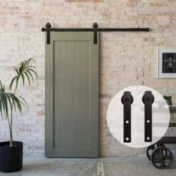 IDEGU Quincaillerie Kit De Rail Roulettes Pour Porte Coulissante Hardware Pour Porte Suspendue En Bois Sliding Barn Door - 1.5M -Promos Matériel Boutique 28258705 4