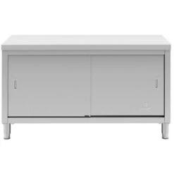 Meuble Bas Inox Table De Travail Armoire Avec Portes Coulissantes 150x60x85cm -Promos Matériel Boutique 28259495 4