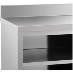 Meuble Bas Inox Table Travail Armoire Adossée Portes Coulissantes 150x60x85cm -Promos Matériel Boutique 28259496 4
