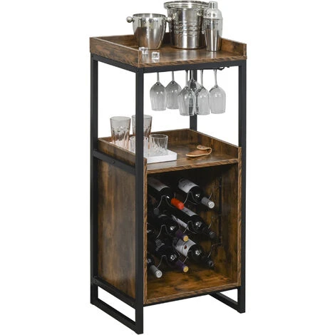 HOMCOM Casier à Vin Design Industriel étagère à Bouteilles 9 Bouteilles Support Verres à Vin Intégré Métal Noir Aspect Vieux Bois Veinage 1 HOMCOM Casier à Vin Design Industriel étagère à Bouteilles 9 Bouteilles Support Verres à Vin Intégré Métal Noir Aspect Vieux Bois Veinage