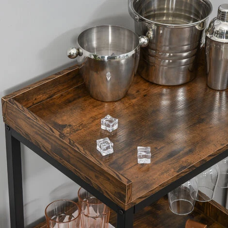 HOMCOM Casier à Vin Design Industriel étagère à Bouteilles 9 Bouteilles Support Verres à Vin Intégré Métal Noir Aspect Vieux Bois Veinage 5 HOMCOM Casier à Vin Design Industriel étagère à Bouteilles 9 Bouteilles Support Verres à Vin Intégré Métal Noir Aspect Vieux Bois Veinage – Image 5