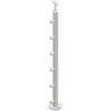 Poteau Rond Pose Au Sol, Inox 304, Avec 5 Supports Pour Barre Diam 12mm 96
