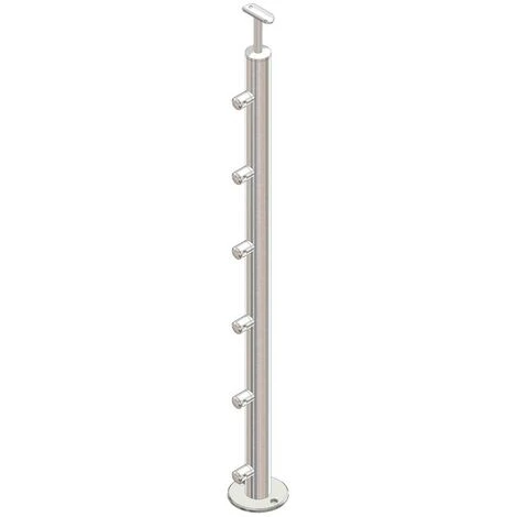 Poteau Rond Pose Au Sol, Inox 304, Avec 5 Supports Pour Barre Diam 12mm 96 1 Poteau Rond Pose Au Sol, Inox 304, Avec 5 Supports Pour Barre Diam 12mm 96