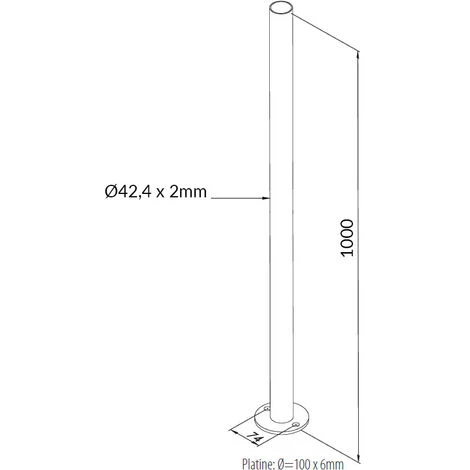 Poteau Rond Diam 42,4mm Pose Au Sol, Hauteur 1000mm, Inox Brossé 100 2 Poteau Rond Diam 42,4mm Pose Au Sol, Hauteur 1000mm, Inox Brossé 100 – Image 2