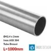 Tube 42,4x2mm, Inox 304, Longueur 1000mm