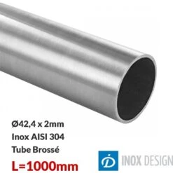 Tube 42,4x2mm, Inox 304, Longueur 1000mm