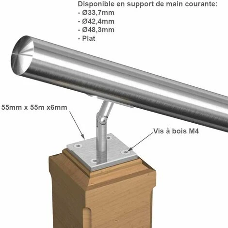 Support Main Courante à Pivot Orientable Pour Poteau Bois 7,7 4 Support Main Courante à Pivot Orientable Pour Poteau Bois 7,7 – Image 4