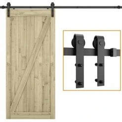 STOEX Quincaillerie Kit De Rail Roulettes Pour Porte Coulissante Hardware Pour Porte Suspendue En Bois Sliding Barn Door - 200cm