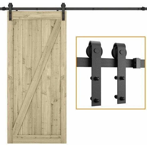 STOEX Quincaillerie Kit De Rail Roulettes Pour Porte Coulissante Hardware Pour Porte Suspendue En Bois Sliding Barn Door - 200cm 1 STOEX Quincaillerie Kit De Rail Roulettes Pour Porte Coulissante Hardware Pour Porte Suspendue En Bois Sliding Barn Door - 200cm