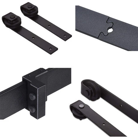 STOEX Quincaillerie Kit De Rail Roulettes Pour Porte Coulissante Hardware Pour Porte Suspendue En Bois Sliding Barn Door - 200cm 3 STOEX Quincaillerie Kit De Rail Roulettes Pour Porte Coulissante Hardware Pour Porte Suspendue En Bois Sliding Barn Door - 200cm – Image 3