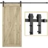 STOEX Quincaillerie Kit De Rail Roulettes Pour Porte Coulissante Hardware Pour Porte Suspendue En Bois Sliding Barn Door - 150cm