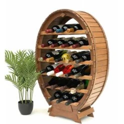 DanDiBo Casier à Vin Tonneau à Vin Pour 24 Bouteilles Brun Décapé Bar Porte-Bouteilles Tonneau Porte-Bouteilles -Promos Matériel Boutique 29415100 5