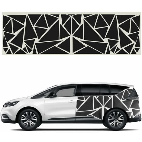 1PCS 200x60 Cm Voiture Coté Corps Autocollant Bricolage Vinyle Décalcomanie Décor Graphique Triangles Noir 1 1PCS 200x60 Cm Voiture Coté Corps Autocollant Bricolage Vinyle Décalcomanie Décor Graphique Triangles Noir
