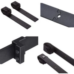 STOEX 2.3M Quincaillerie Kit De Rail Suspendu Porte Coulissante, Ensemble Industriel Hardware Kit Pour Porte Suspendue En Bois Système De Porte Avec Roulettes Et Rail -Promos Matériel Boutique 30079661 3