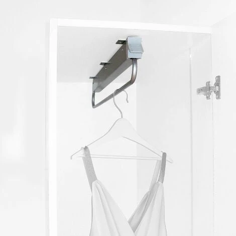 Emuca - Porte-vêtements Extractible Pour Armoire Grande Profondeur Self 800 Mm, Acier Et Plastique, Gris Métallisé 4 Emuca - Porte-vêtements Extractible Pour Armoire Grande Profondeur Self 800 Mm, Acier Et Plastique, Gris Métallisé – Image 4