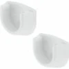 2x Support De Tringle Ronde 20mm Plastique Meuble Armoire Garde Robe Blanc