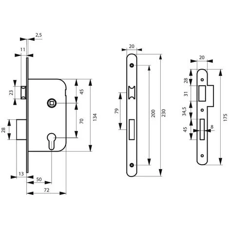 THIRARD - Serrure Encastrable Pour Porte D'entrée Axe à 50 Mm, Coffre épaisseur 10 Mm à Cylindre V/br 2 THIRARD - Serrure Encastrable Pour Porte D'entrée Axe à 50 Mm, Coffre épaisseur 10 Mm à Cylindre V/br – Image 2