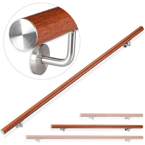 Relaxdays Rampe D’escalier, 150 Cm, Main Courante Escalier, Aluminium, Aspect Chêne Intérieur Extérieur, Ø 42mm, Brun 1 Relaxdays Rampe D’escalier, 150 Cm, Main Courante Escalier, Aluminium, Aspect Chêne Intérieur Extérieur, Ø 42mm, Brun