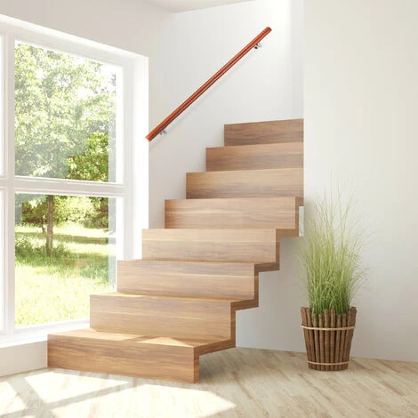 Relaxdays Rampe D’escalier, 150 Cm, Main Courante Escalier, Aluminium, Aspect Chêne Intérieur Extérieur, Ø 42mm, Brun 2 Relaxdays Rampe D’escalier, 150 Cm, Main Courante Escalier, Aluminium, Aspect Chêne Intérieur Extérieur, Ø 42mm, Brun – Image 2