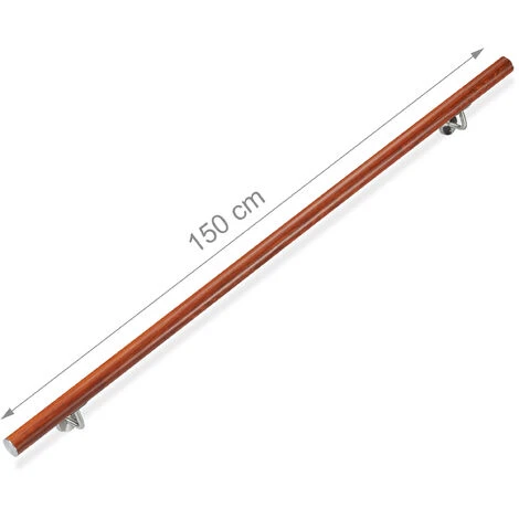 Relaxdays Rampe D’escalier, 150 Cm, Main Courante Escalier, Aluminium, Aspect Chêne Intérieur Extérieur, Ø 42mm, Brun 4 Relaxdays Rampe D’escalier, 150 Cm, Main Courante Escalier, Aluminium, Aspect Chêne Intérieur Extérieur, Ø 42mm, Brun – Image 4
