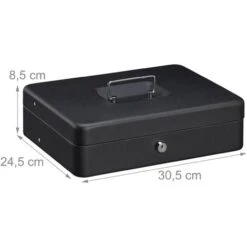Relaxdays Caisse à Monnaie, Verrouillable, Compartiments Pour Pièces Et Billets, Fer, HLP 8,5 X 30,5 X 24,5 Cm, Noir 8 Relaxdays Caisse à Monnaie, Verrouillable, Compartiments Pour Pièces Et Billets, Fer, HLP 8,5 X 30,5 X 24,5 Cm, Noir -Promos Matériel Boutique 31798631 4